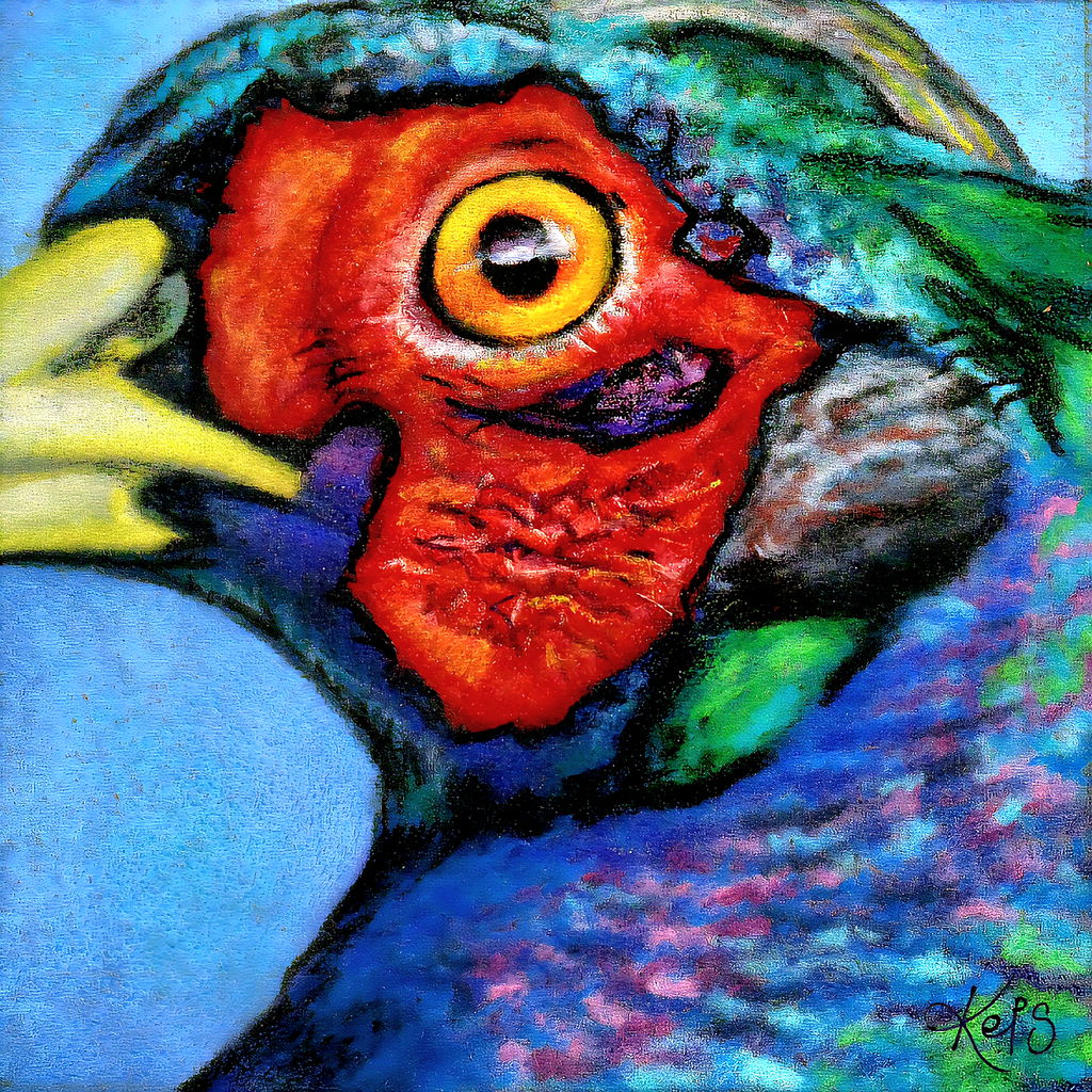 PHEASANT - Presence     - Original framed coloured pencil drawing      (The Expressive Self Collection)