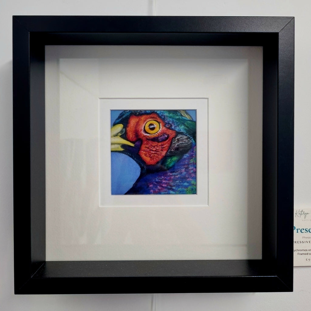 PHEASANT - Presence     - Original framed coloured pencil drawing      (The Expressive Self Collection)