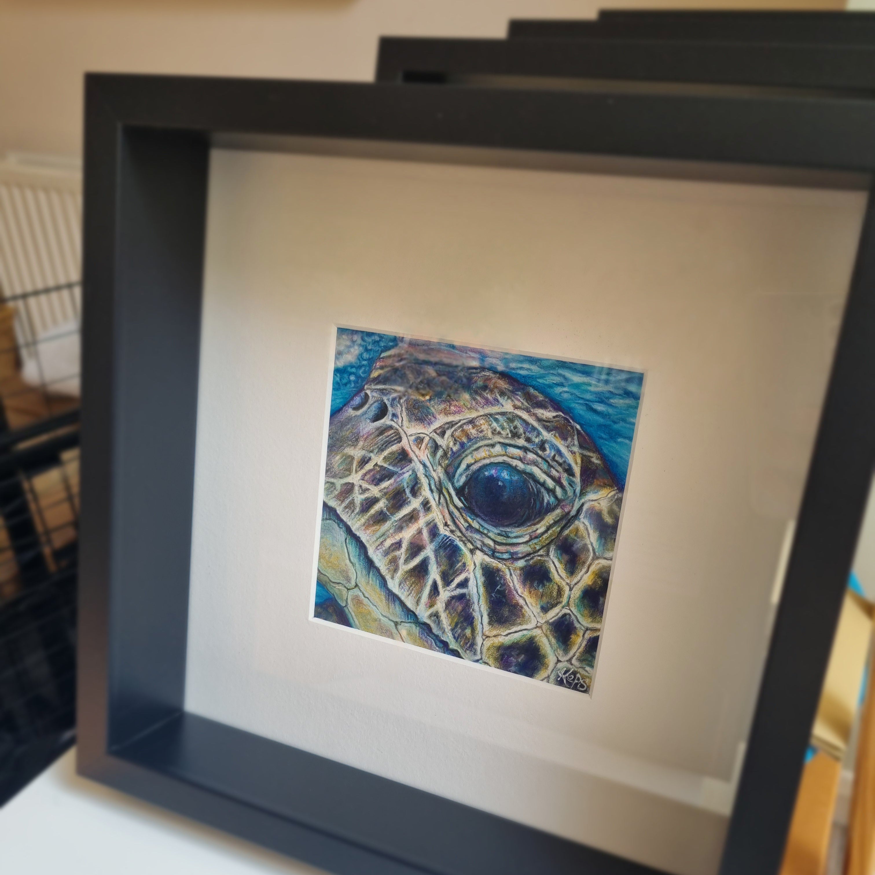 Sea Turtle - Guidance - Original framed coloured pencil drawing (The Wild Journey Collection)